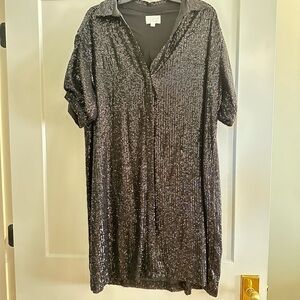 Everly Black Sequin Long Sleeve Dress